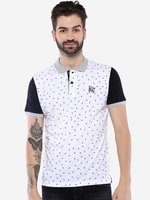 

Duke Men White Printed Polo Collar T-shirt