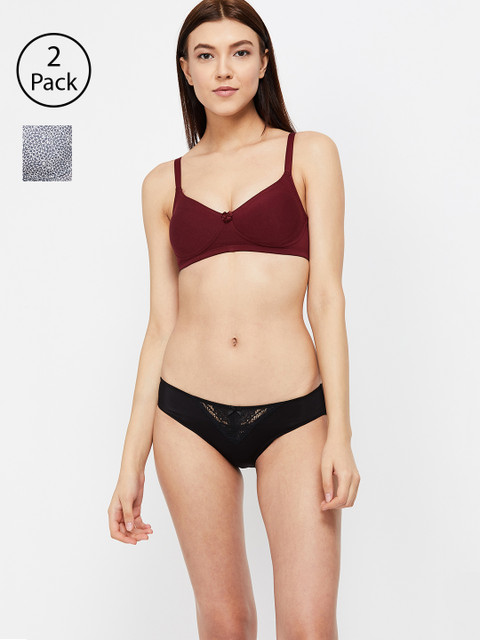 

Ginger by Lifestyle Set Of 2 Non-Wired Non Padded Everyday Bra, Maroon