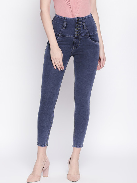 

PURPLE WATER Women Blue Slim Fit High-Rise Clean Look Stretchable Jeans