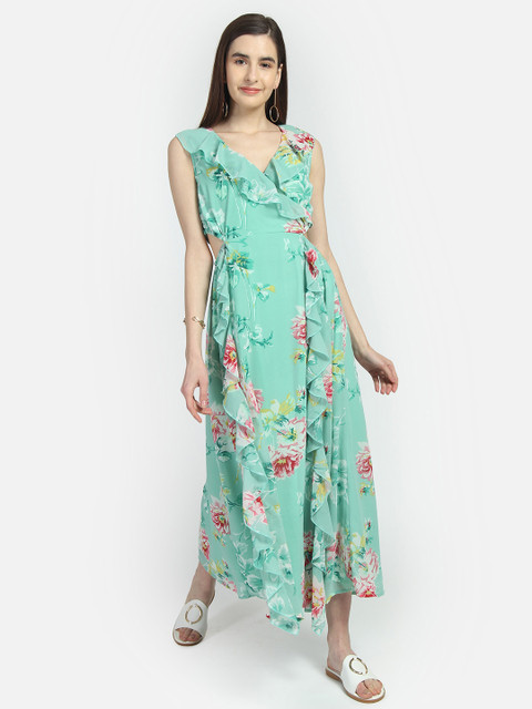 

Yaadleen Women Green Printed Maxi Dress