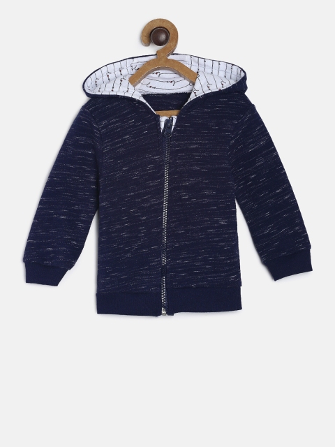

MINI KLUB Boys Navy Blue Solid Hooded Sweatshirt