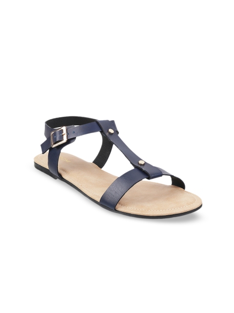 

Mochi Women Blue Solid Open Toe Flats