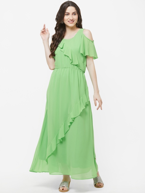 

Vedic Women Green Solid Maxi Dress