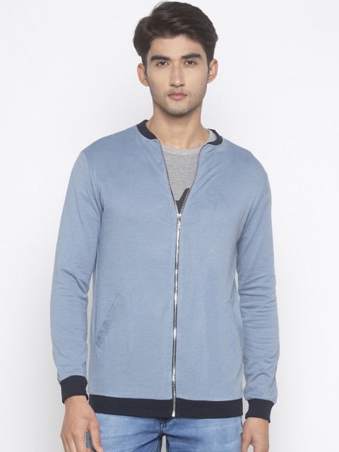

Nick&Jess Men Blue Solid Lightweight Bomber Jacket