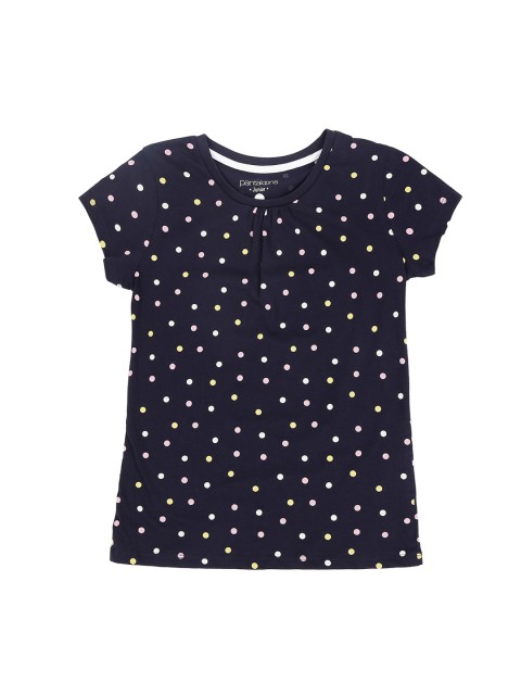 

Pantaloons Junior Girls Navy Blue Printed Round Neck Pure Cotton T-shirt