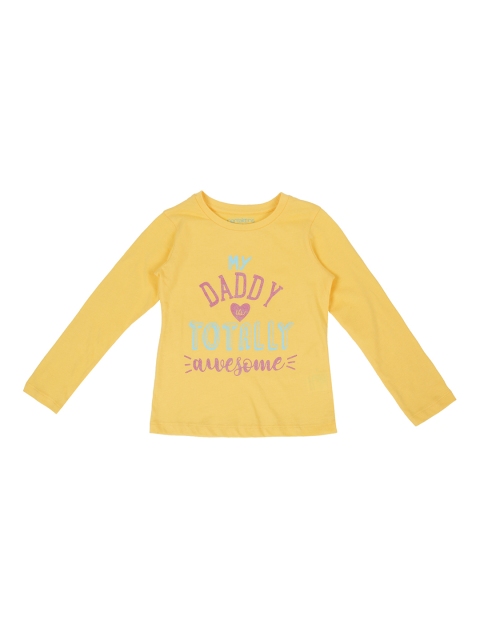 

Pantaloons Junior Girls Yellow Printed Round Neck Pure Cotton T-shirt