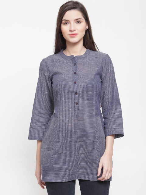 

Ayaany Women's Blue Self Design Tunic
