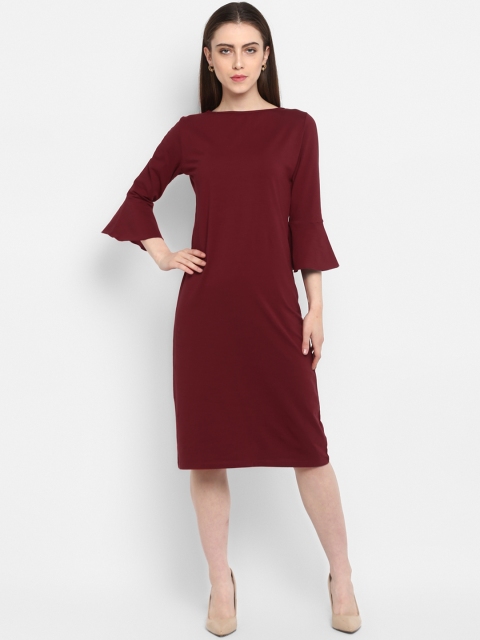 

Color Cocktail Women Maroon Solid Sheath Dress