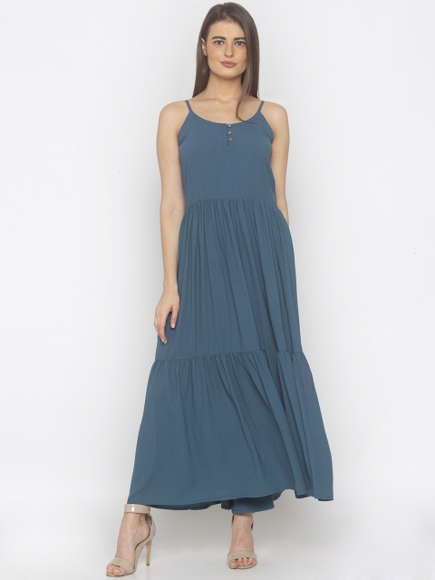 

Iti Women Blue Solid Maxi Dress