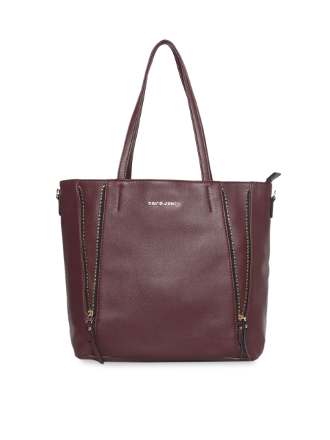 

David Jones Maroon Textured Shoulder Bag