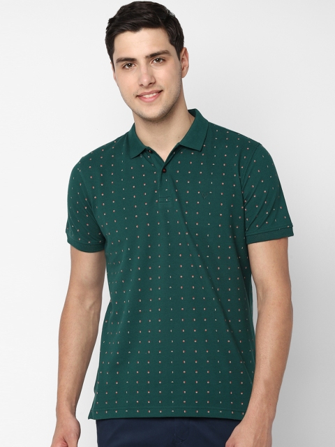 

Allen Solly Men Green Pink Printed Polo Collar Pure Cotton T-shirt