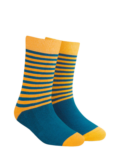 

Dynamocks Unisex Blue & Yellow Striped Calf-Length Socks