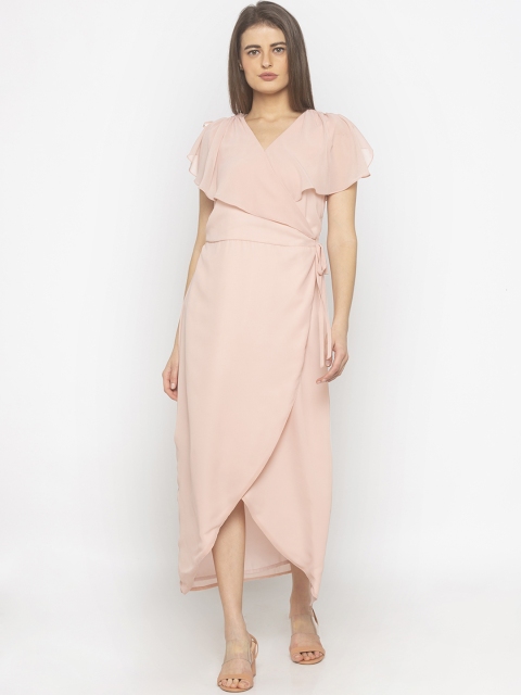 

Iti Women Pink Solid Wrap Dress