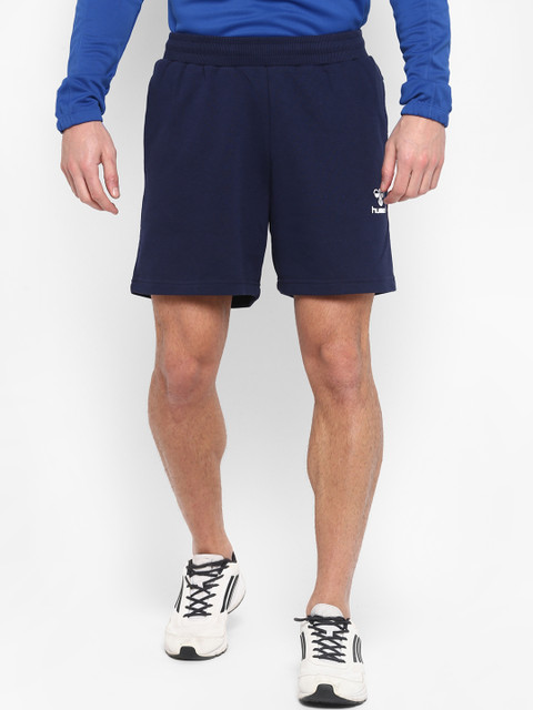 

hummel Men Navy Blue Solid Regular Fit Sports Shorts