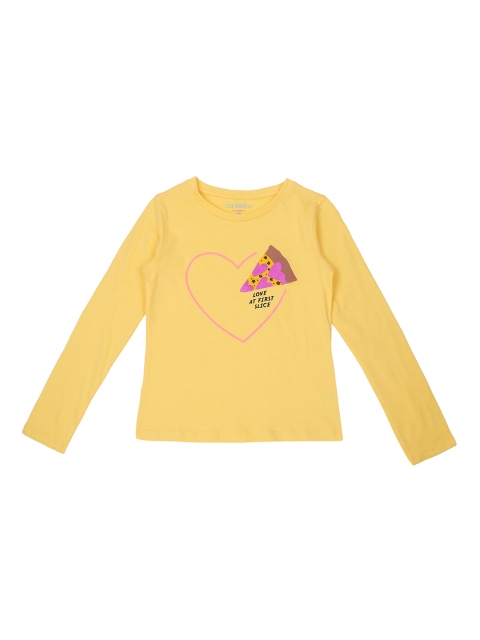 

Pantaloons Junior Girls Yellow Printed Round Neck Pure Cotton T-shirt