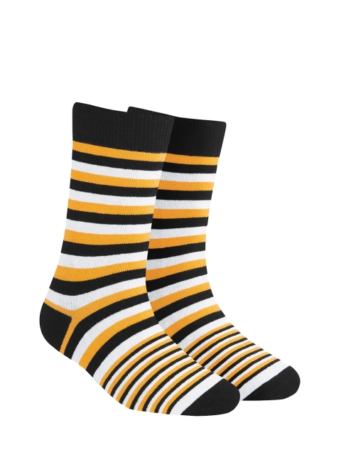 

Dynamocks Unisex Black & Yellow Striped Calf-Length Socks