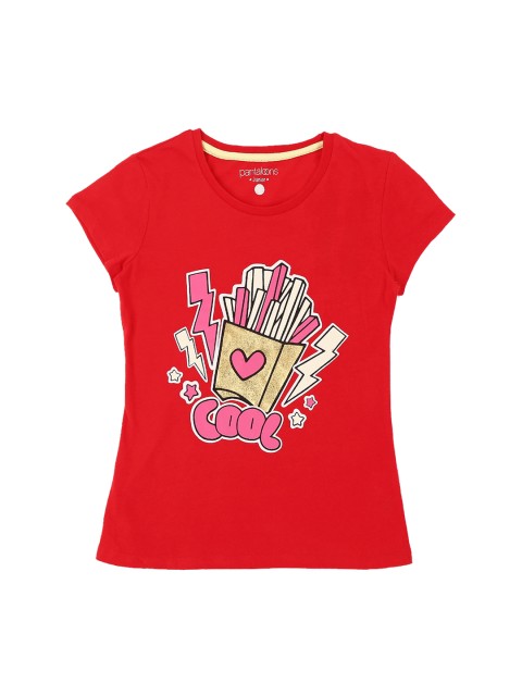 

Pantaloons Junior Girls Red Printed Round Neck T-shirt