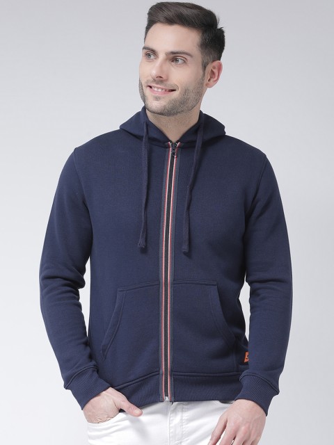 

Club York Men Navy Blue Printed Hooded Sweatshirt