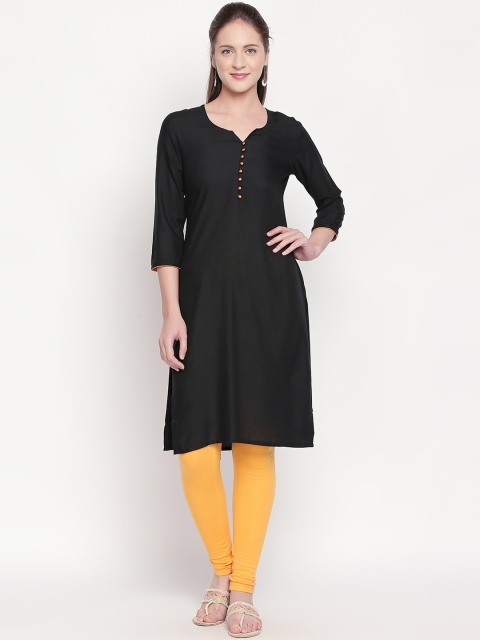 

ZRI Black Solid Rayon Kurta For Women