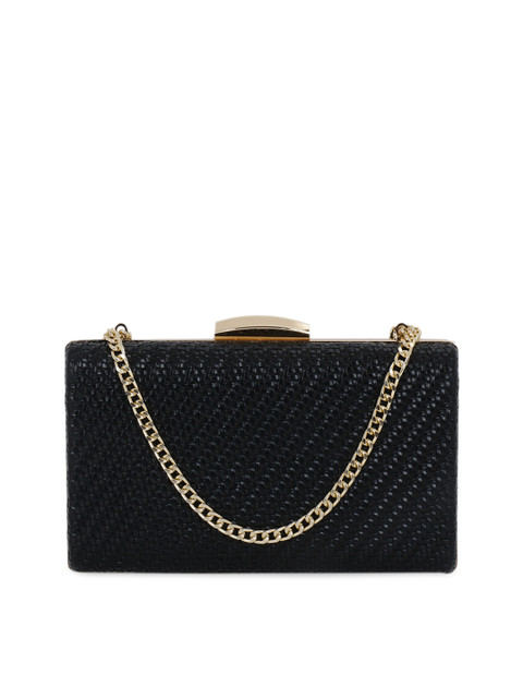

Vdesi Black & Gold-Toned Textured Clutch