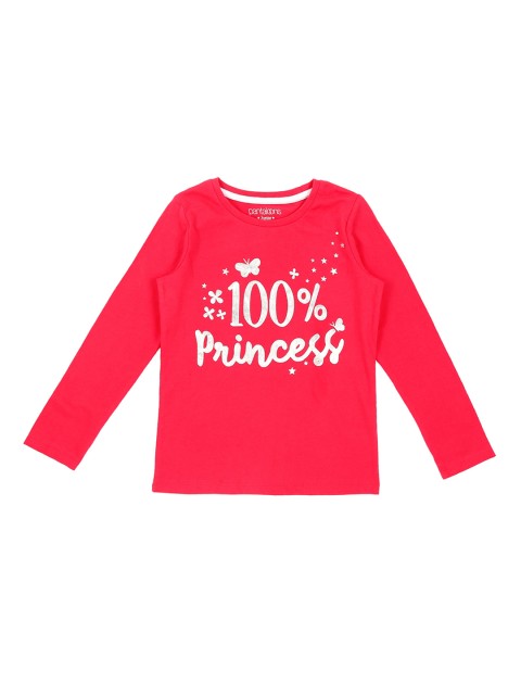 

Pantaloons Junior Girls Pink Printed Round Neck Pure Cotton T-shirt