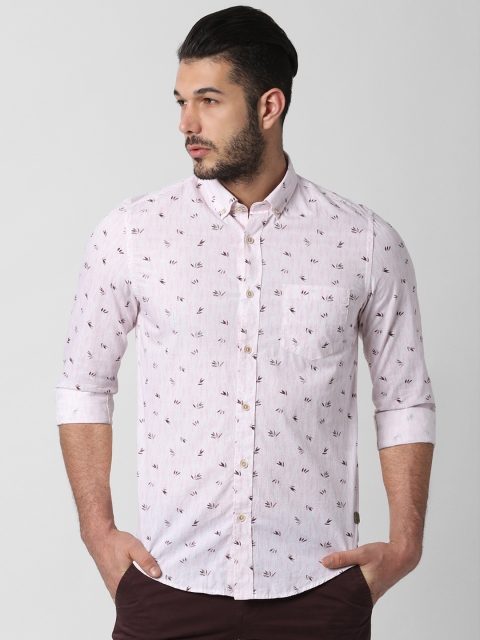 

Peter England Casuals Men Pink Slim Fit Printed Casual Shirt