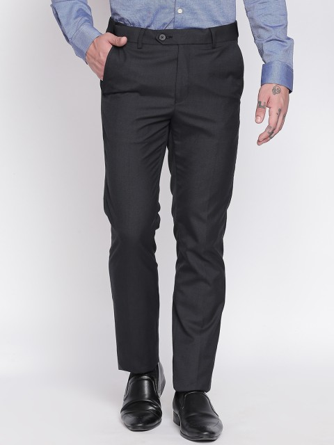

RICHARD PARKER by Pantaloons Men Navy Blue Slim Fit Solid Formal Trousers
