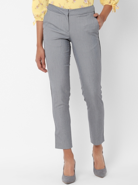 Allen Solly Woman Women Grey Regular Fit Solid Peg Trousers