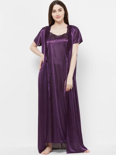 

FashionRack Women Purple Solid Nightdress