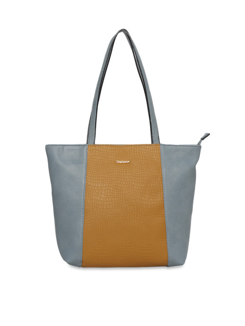 

David Jones Blue & Mustard Yellow Textured Shoulder Bag