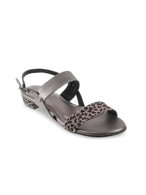 

Mochi Women Grey & Black Printed Block Heels