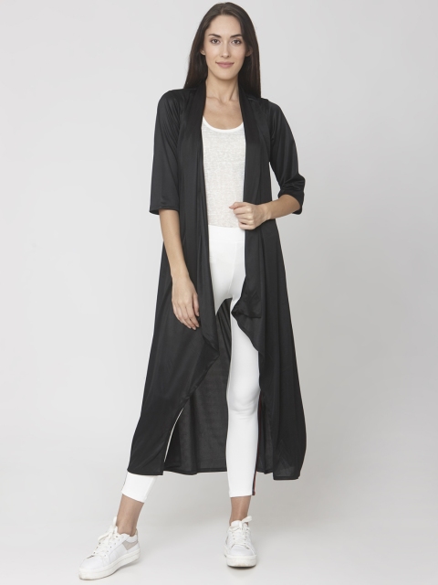 

Smarty Pants Women Black Solid Longline Open Front Shrug