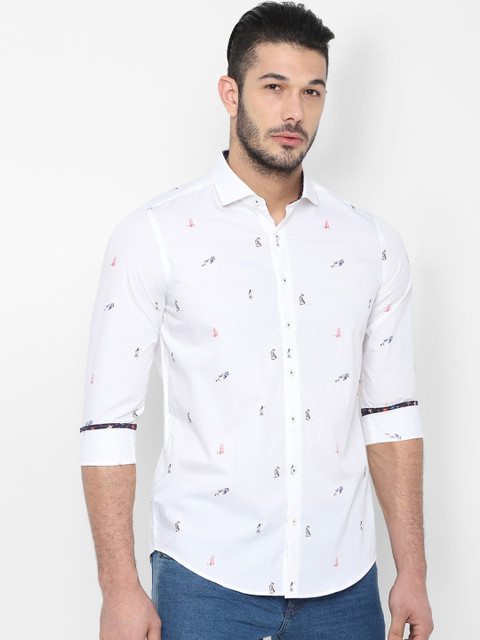 

SIMON CARTER LONDON Men White Slim Fit Printed Casual Shirt