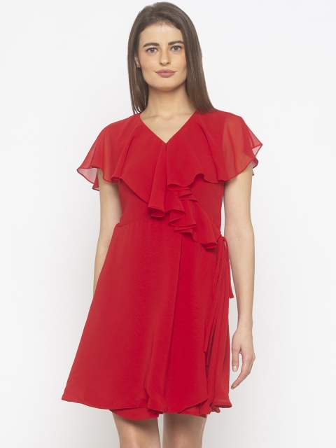

Iti Women Red Solid Wrap Dress