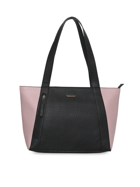 

David Jones Pink & Black Colourblocked Handheld Bag