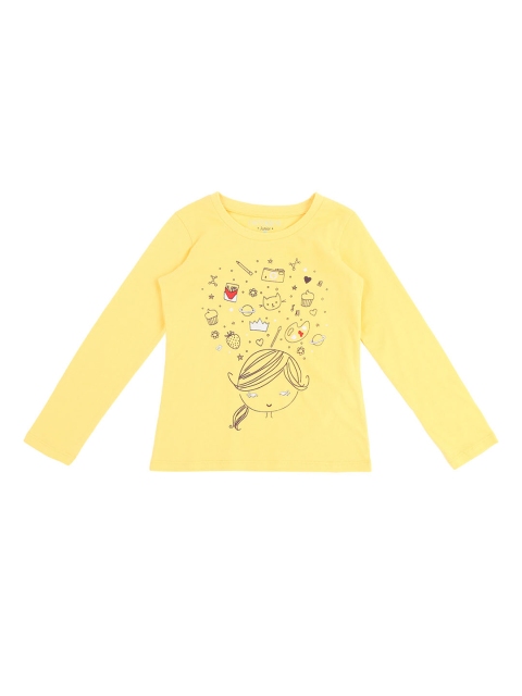 

Pantaloons Junior Girls Yellow Printed Round Neck T-shirt