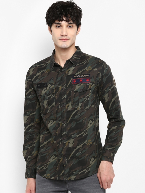 

SPYKAR Men Olive Green Slim Fit Printed Casual Shirt