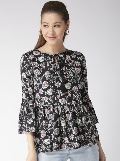 

MIWAY Women Blue Floral Print Peplum Top