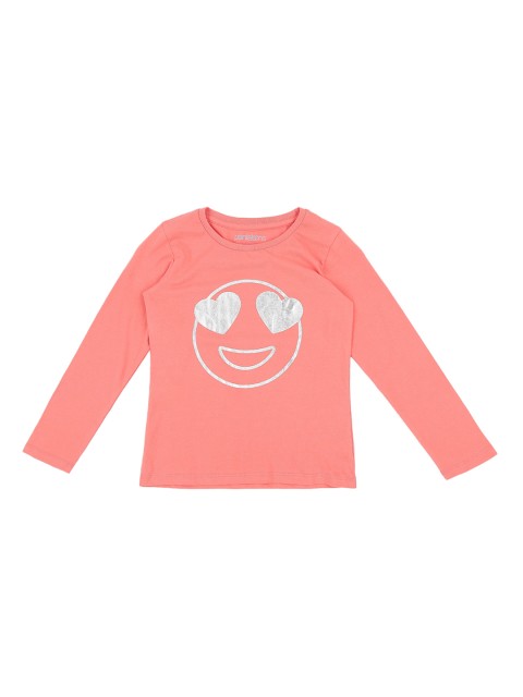 

Pantaloons Junior Girls Peach-Coloured Printed Round Neck T-shirt