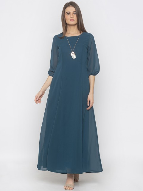 

Iti Women Turquoise Blue Solid Maxi Dress