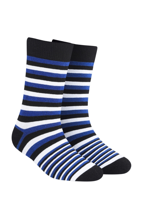 

Dynamocks Unisex Black & Blue Striped Calf-Length Socks