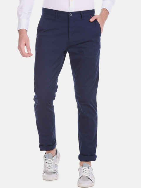 

U.S. Polo Assn. Men Navy Blue Slim Fit Solid Regular Trousers