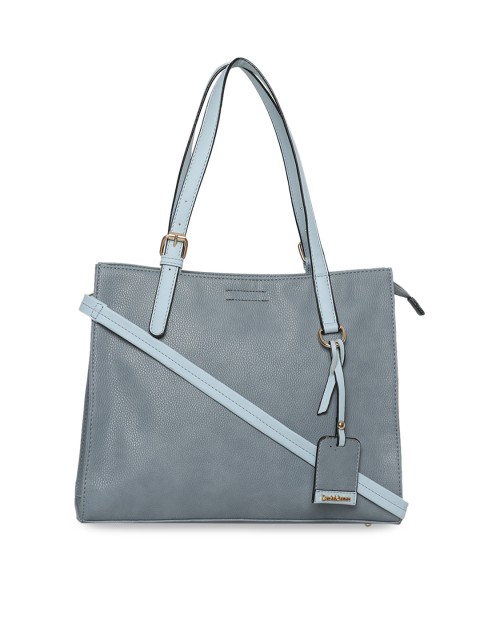 

David Jones Blue Solid Handheld Bag