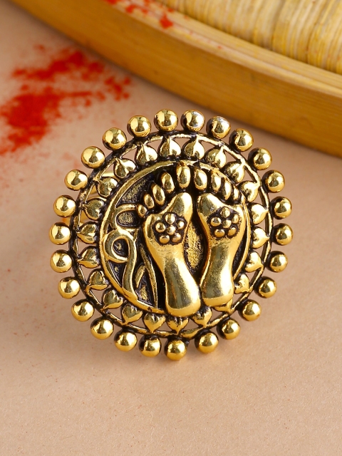 

Voylla Women Gold-Plated Oxidised Aarambh Temple Finger Ring