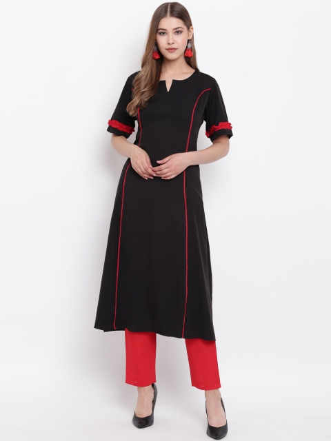 

Shakumbhari Women Black Solid A-Line Kurta