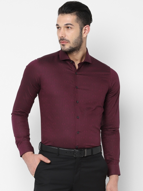 

SIMON CARTER LONDON Men Burgundy Slim Fit Printed Formal Shirt