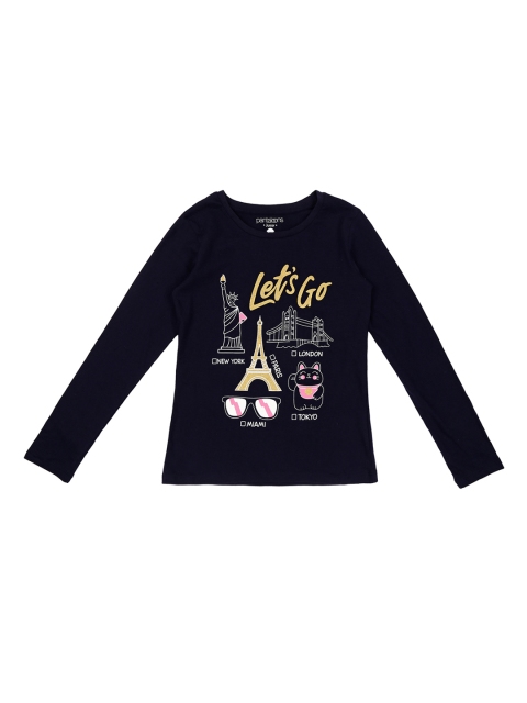 

Pantaloons Junior Girls Navy Blue Printed Round Neck T-shirt