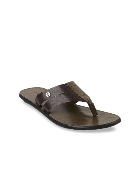 

Metro Men Brown & Olive Green Leather Comfort Sandals