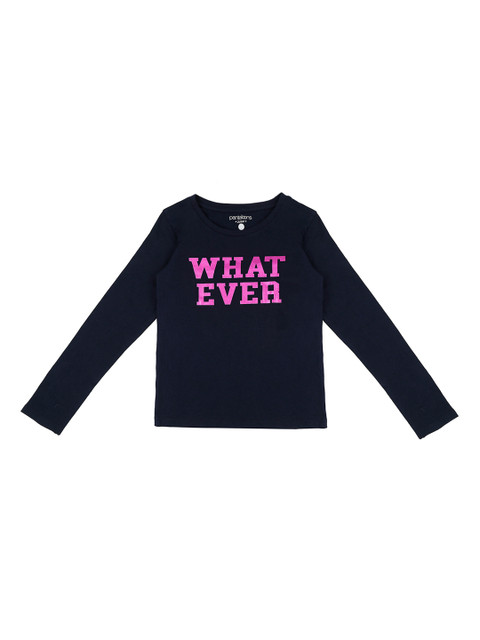 

Pantaloons Junior Girls Navy Blue Printed Round Neck Pure Cotton T-shirt