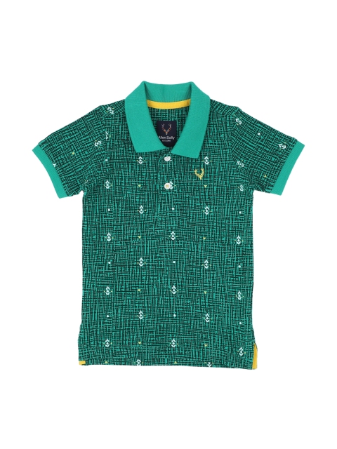 

Allen Solly Junior Boys Green & Black Printed Polo Collar T-shirt